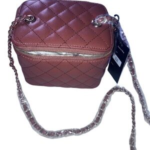 Quilted Leather Crossbody Bag - Pink